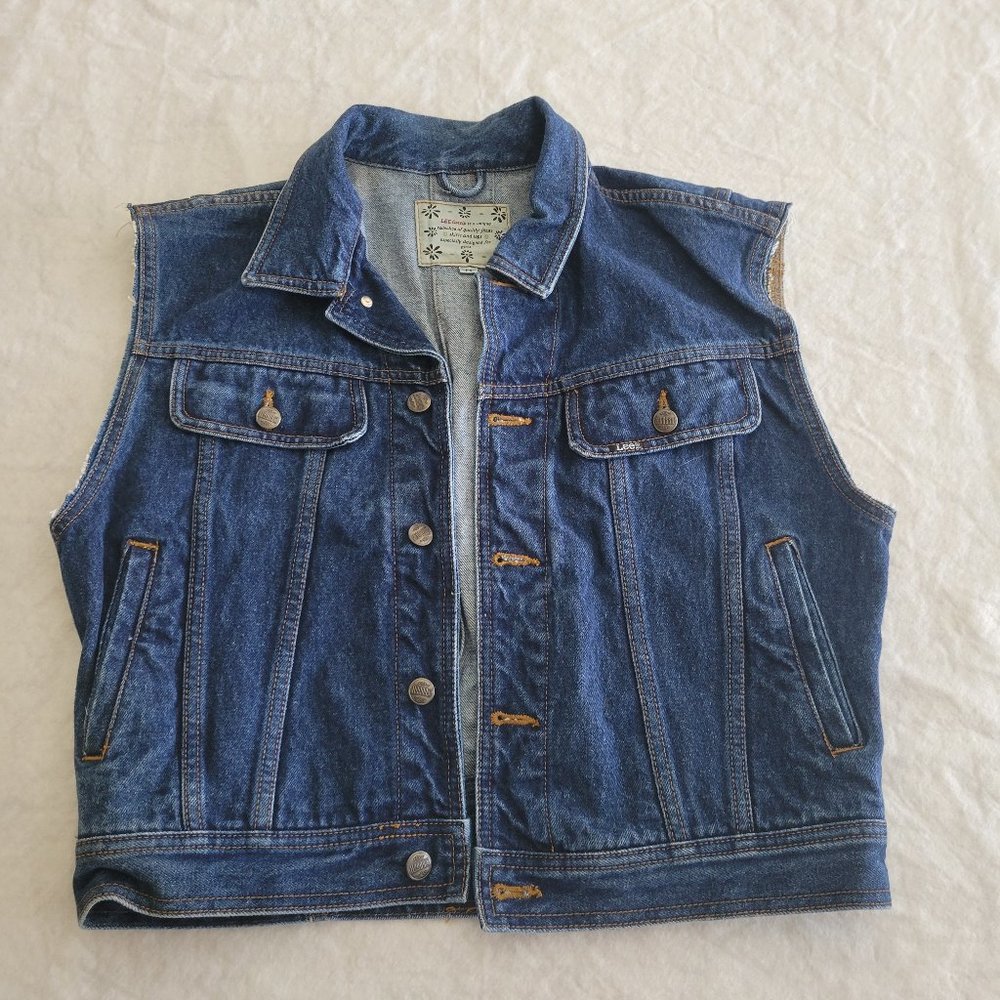 Lee Gossip Girl's Denim Blue Jean Vest Size M Vintage